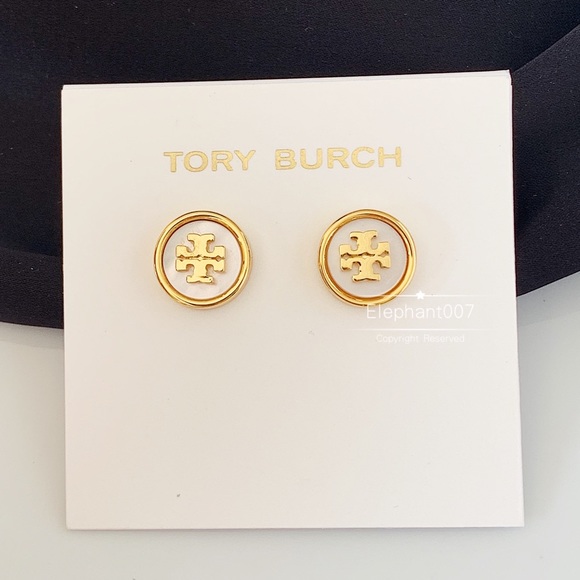 Tory Burch Jewelry - Tory Burch logo mother of pearl earrings